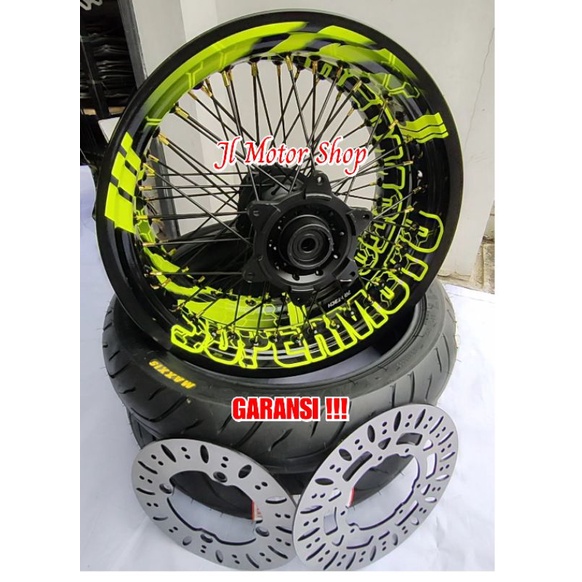 PAKET VELG SUPERRMOTO SUPER MOTO KLX 150 CRF 150 CRF150 L WR155 WR 155 D-TRACKER MOTIF TULISAN SUPERMOTO PROTECH PLUS BAN