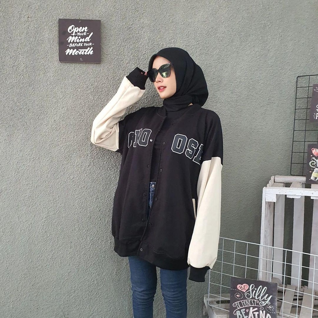 Jaket Baseball Choose Oversize Sweater Wanita Korean Style