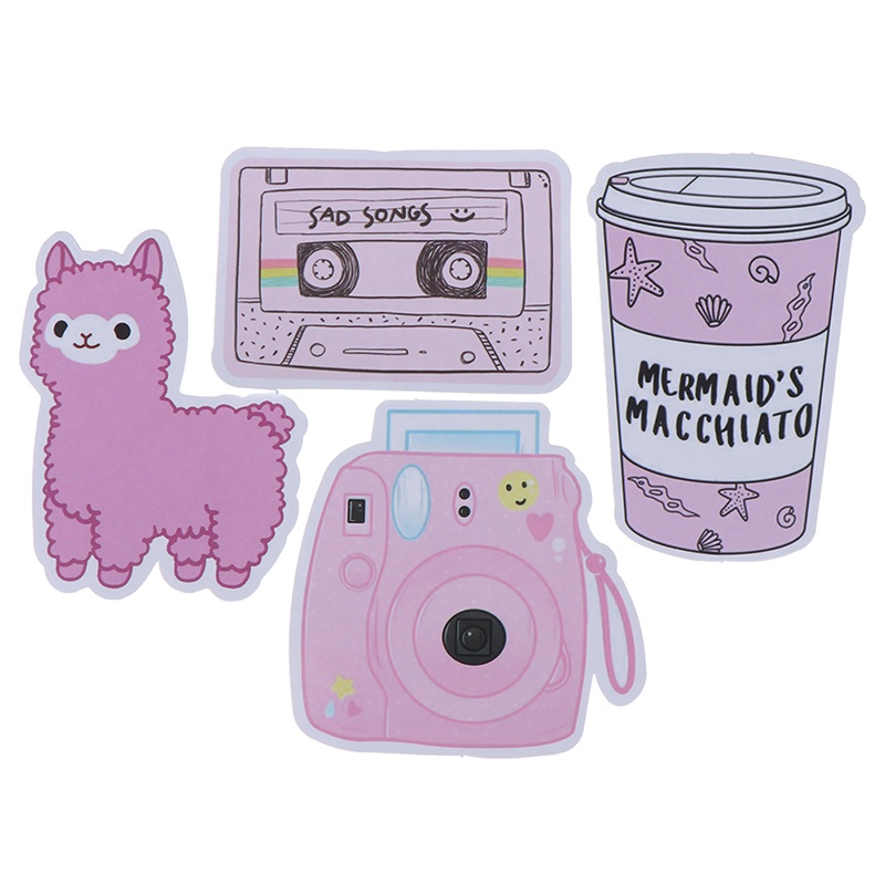 53pcs Stiker Kawaii Warna pink Untuk Koper laptop Mobil Dan scrapbook