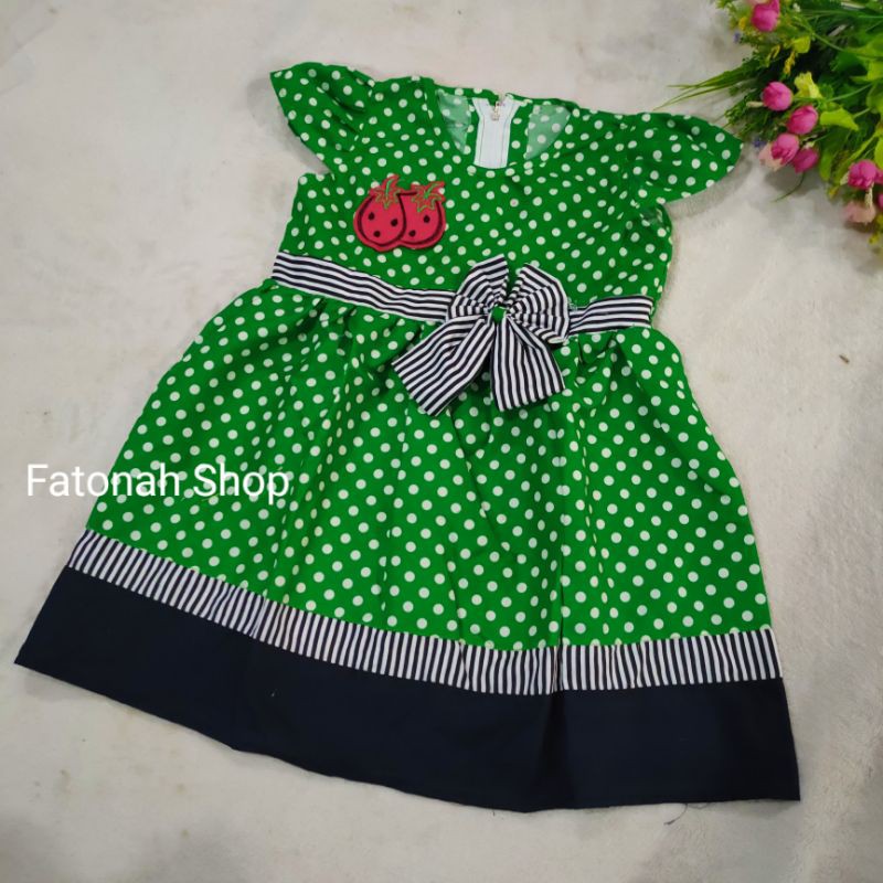 Dress anak 1 2 tahun polkadot baju anak cewek gaun anak strawberry merah ungu  dress fruit polka