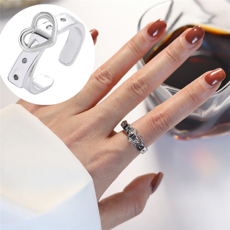 Fashion Cinta Sabuk Gesper Cincin Kepribadian Minoritas Desain Pembukaan Cincin Yang Dapat Disesuaikan
