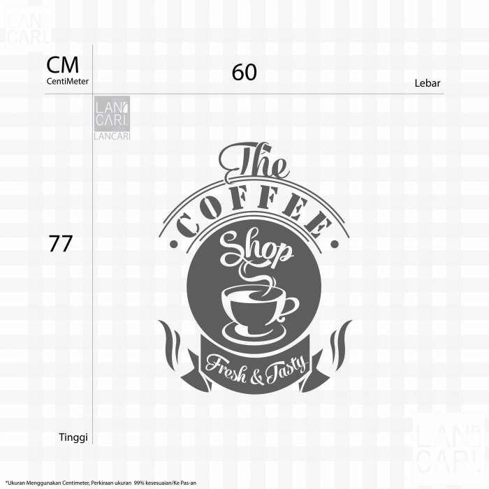 Sticker Cutting Coffee Fresh & Tasty Cafe Shop Sticker Kaca dinding