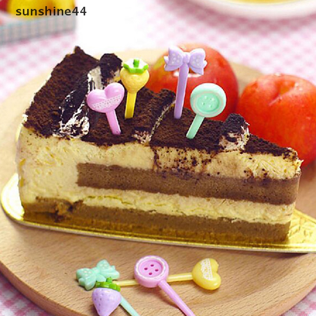 Sunshine 8pcs Garpu Buah / Dessert / Snack / Bento kawaii Untuk Anak