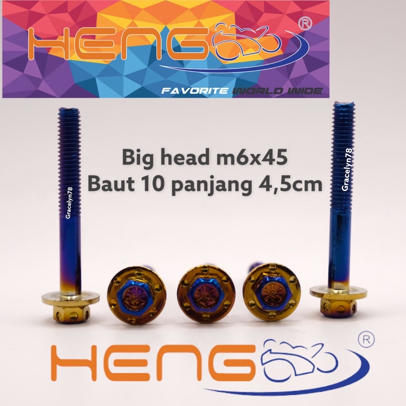 baut probolt BIG HEAD flower HENG m6x45 6x45 2tone twotone baut 10 panjang 4,5cm