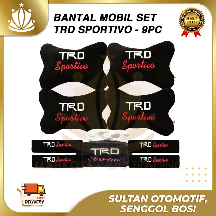 Bantal Jok Mobil TRD SPORTIVO Set 9 PC / Bantal Leher Mobil TRD 9 PC PROMO MURAH