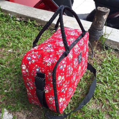 Tas gym cewek/Travel bag kanvas MOTIF / tas piknik jinjing renang/tas pakaian motif