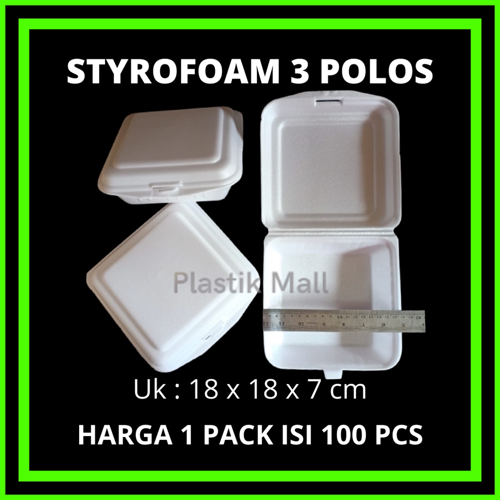 GOSEND GRAB ONLY 100pcs Sterofoam Nasi Makanan / Box Nasi Polos Tanpa Sekat