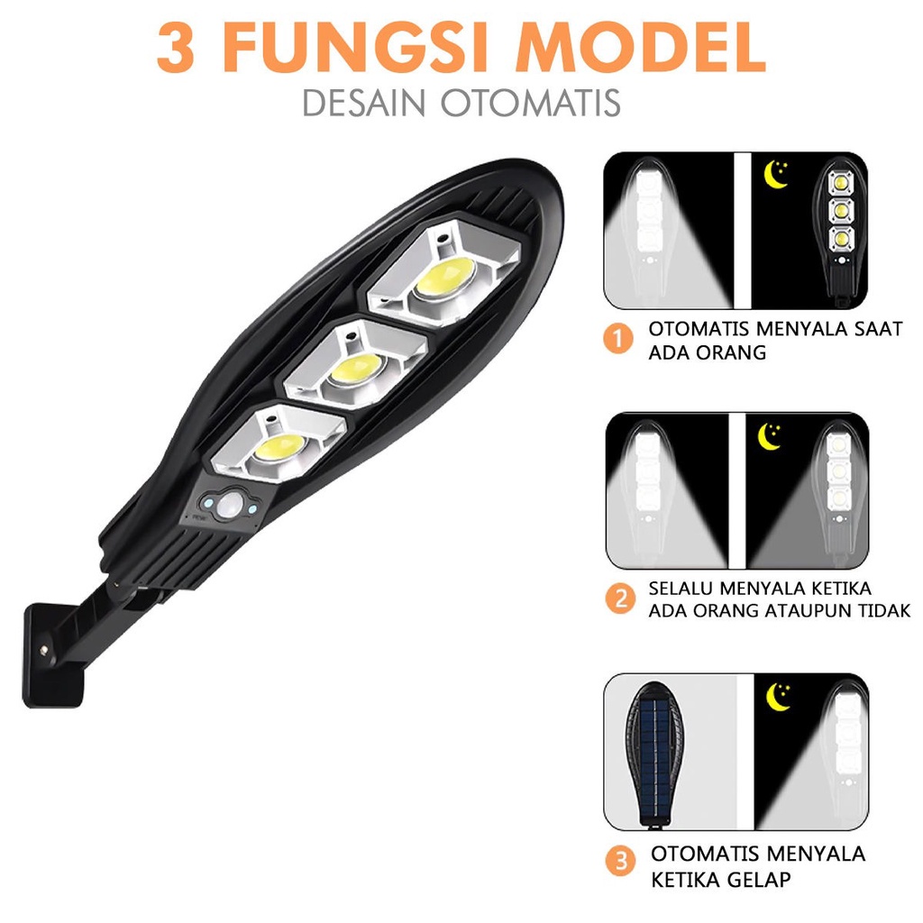 Lampu Solar LED COB 3 Light Sensor Tenaga Surya 60 Watt Remote Kontrol