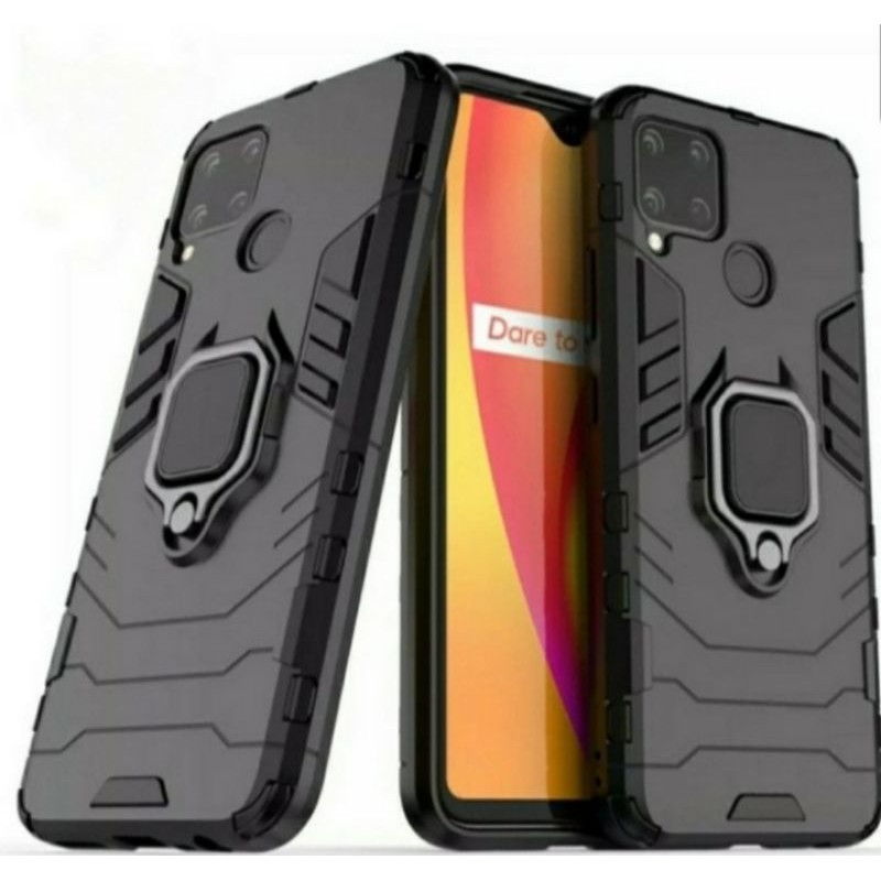 Realme C15 C12 Hard Case Armor Panther Witth Ring iron+ring 360