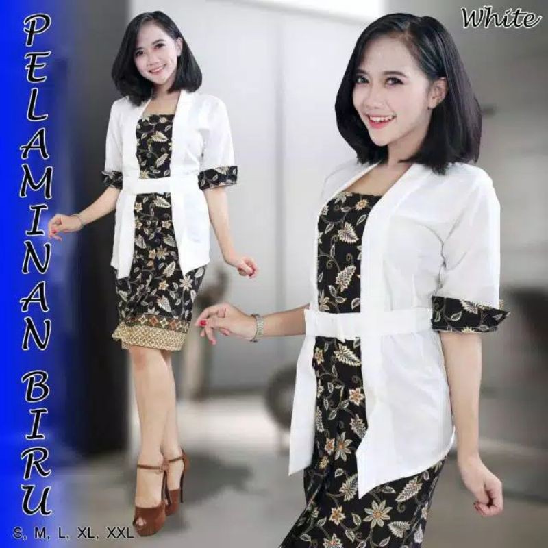 NEW REAL PICT SETELAN KEBAYA ELNIRA/KEBAYA LENGAN PENDEK/COUPLE BATIK