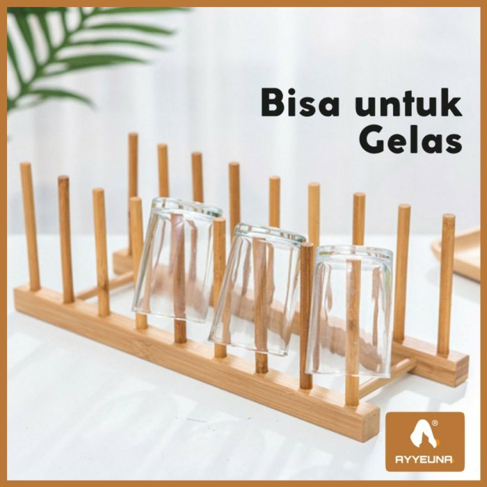 Rak Dapur Piring Minimalis Multifungsi Kayu Gelas Mangkuk