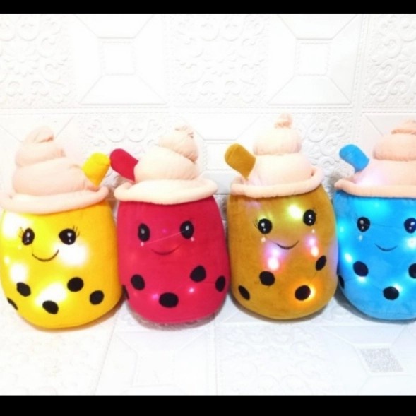 Boneka Boba LED ICE CREAM Menyala Tinggi 35cm / Boneka Boba Milk Tea