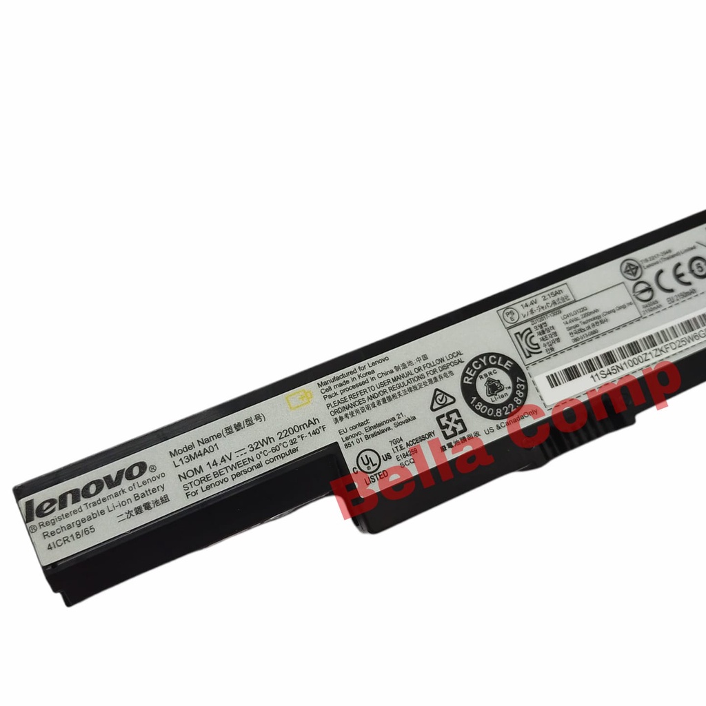 Baterai Batre Laptop Lenovo B40-30 B40-45 B40-70, B50-30 B50-45 B50-70 14.4Volt - 32wh 2200mAH Compatible Part Numbers: N1186, 45N1187, L12L4E55, L12M4E55, L12S4E55, L13L4A01, L13M4A01, L13S4A01