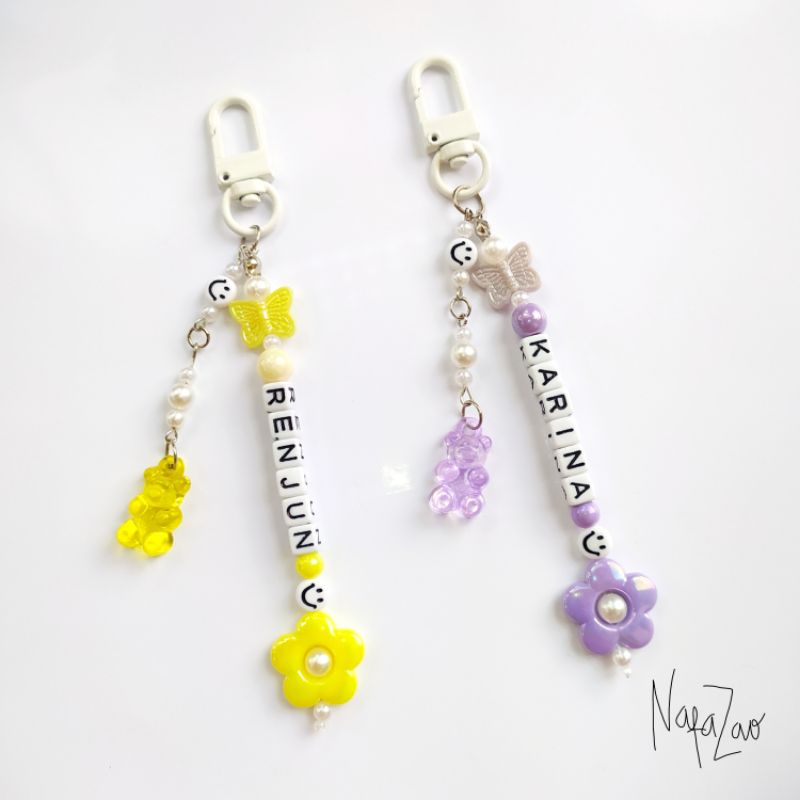 beads keychain manik /custom keyring gantungan handphone /gantungan kunci /charm phone hook phone st