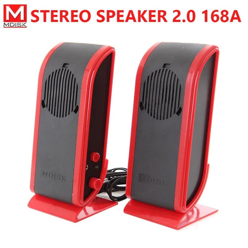 Bagus Speaker Portable Pc Komputer Laptop Multimedia Mdisk Speaker Stereo 168A - Biru Merah Hitam