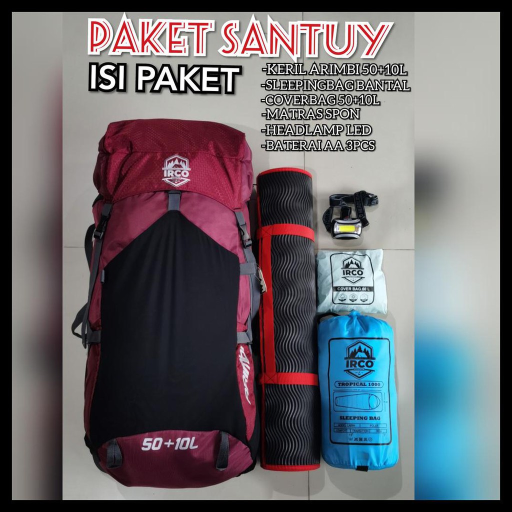 BARANG BARU PAKET CAMPING - CARRIER - GUNUNG - KERIL - TAS 50L - TAS IRCO - SLEEPINGBAG - MATRAS -
