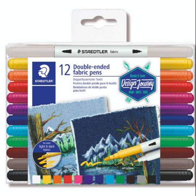 

1 SET 12 WARNA SPIDOL KAIN DUAL TIP STAEDTLER DOUBLE ENDED FABRIC PENS