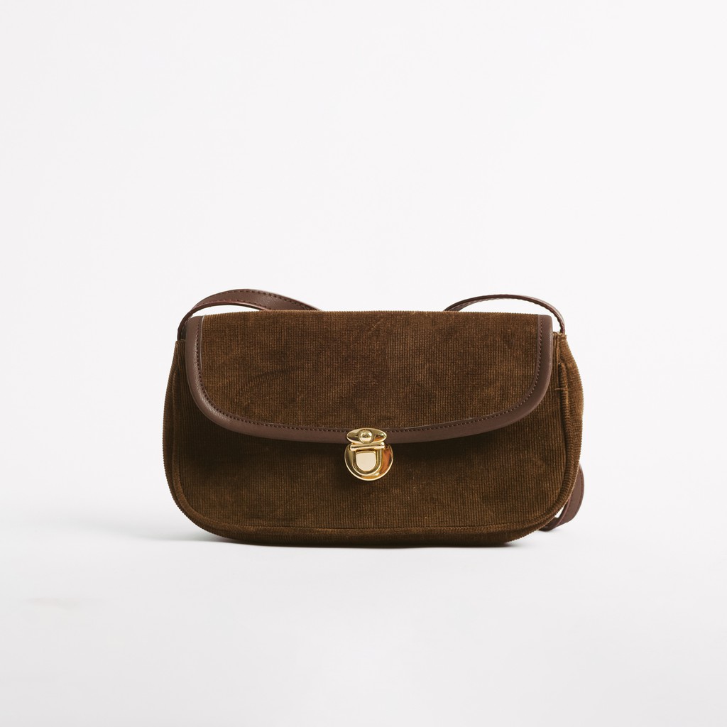 IGOTCHA Vintage Corduroy Shoulder Bag [C3-C5]-Dark Brown