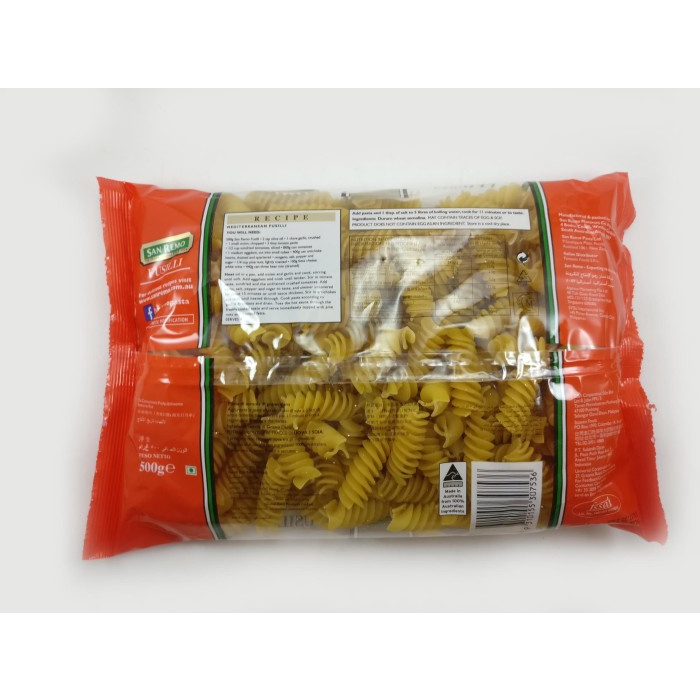 

s574gfd Pasta San Remo Fusilli 500 Gr Halal Kualitas Premium Import Best Sell Ff064151E