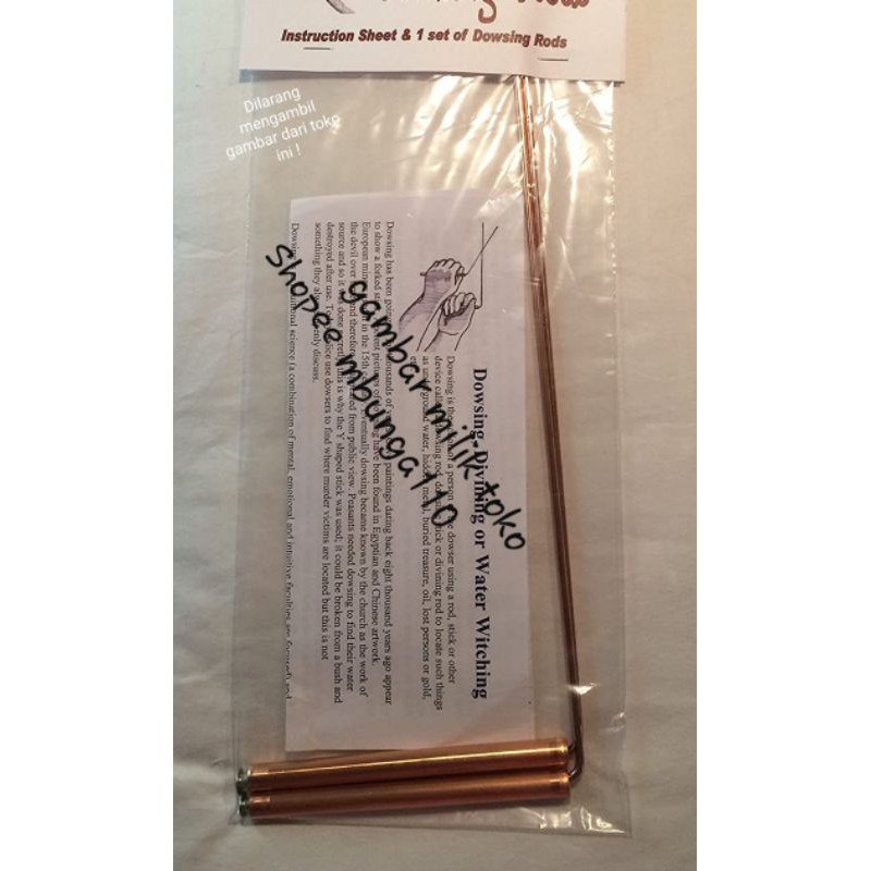Dowsing Rods Dowser Stik Detektor German Stick Detector emas, oli, Logam Spiritual import Germany