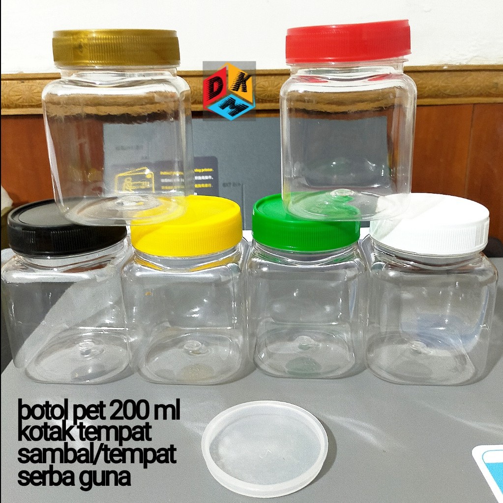 

Botol pet 200 ml kotak bening tempat sambal/tempat serba guna