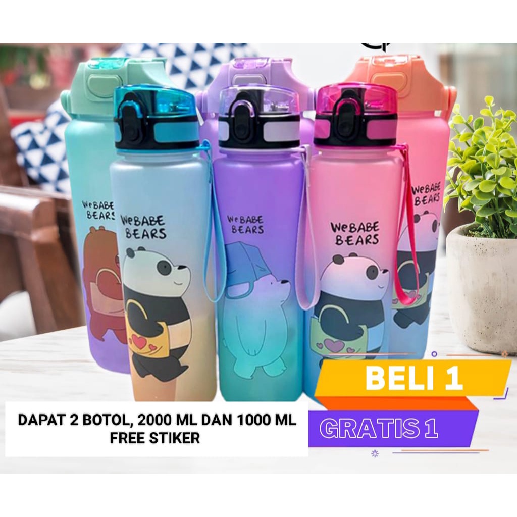 BOTOL MINUM MOTIVASI BOTOL VIRAL UNIK LUCU 2 LITER