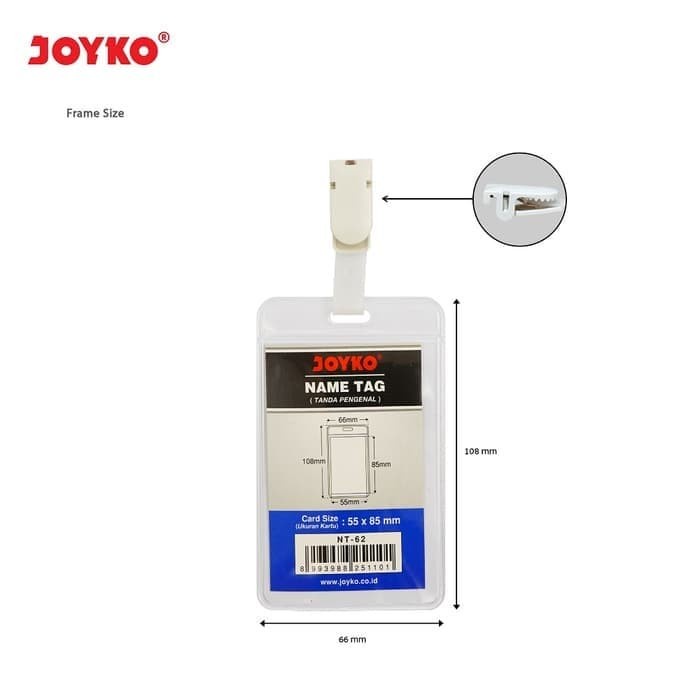 

Name Tag ID Card Holder Portrait Joyko NT-62 Transparant 1Pcs aja