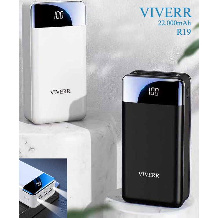 Powerbank VIVERR R19 kapasitas 60.000 mAh Original Cocok buat semua merek HP Gadget Garansi 1 Tahun.