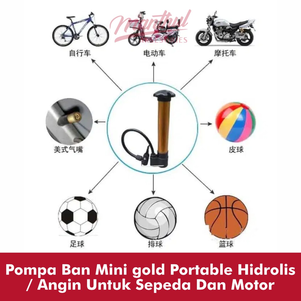 Pompa Ban Mini gold Portable Hidrolis / Angin Untuk Sepeda Dan Motor