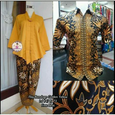 SB Collection Couple Stelan Kebaya Melda Blouse Rok Lilit Dan Kemeja Batik Pria