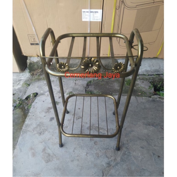 Rak Dispenser Bunga 2 Tingkat Besi Cat Warna Antik Gold Kuat Dan Kokoh