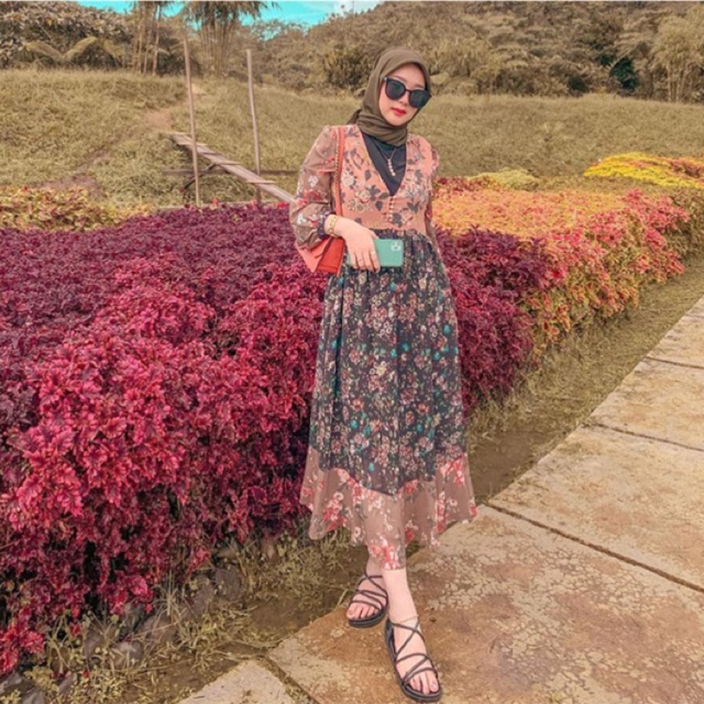 Dress ZR flower choco original bangkok