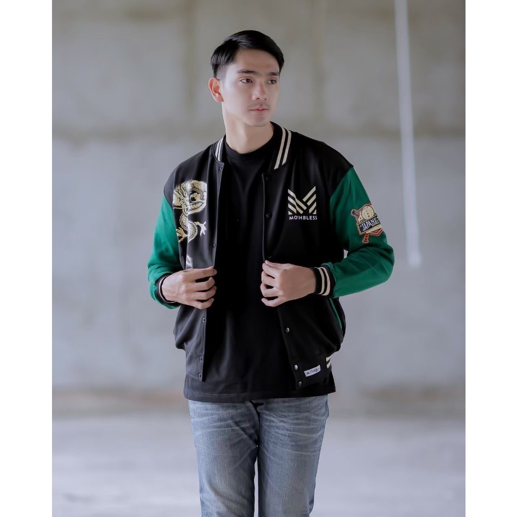 (BISA COD) MTBS Mothbless Jaket Varsity Dragon Natural Born Kualitas Premium Distro - Jaket Varsity 