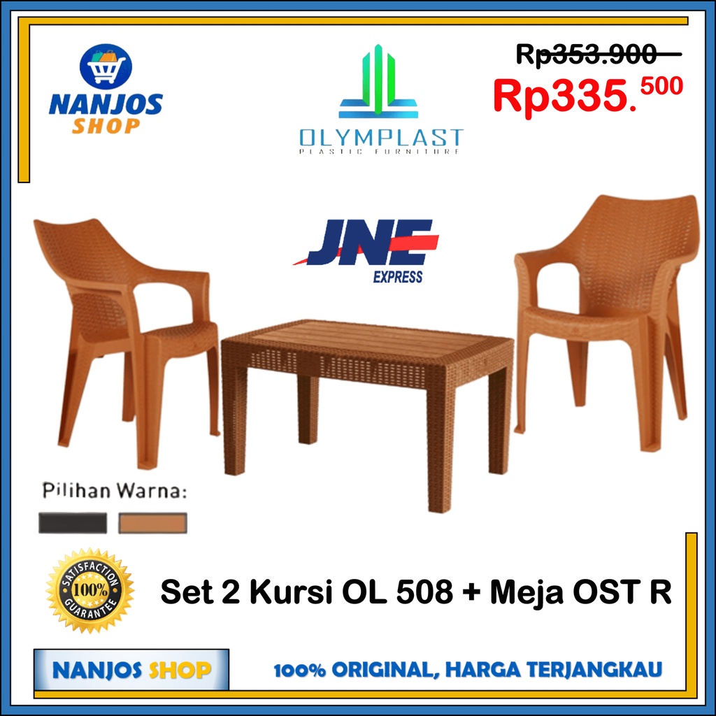 [ FREE ONGKIR &amp; BISA COD ] JNE SET 2 Kursi OLYMPLAST OL 508 Kursi Santai + 1 Meja OST R Meja