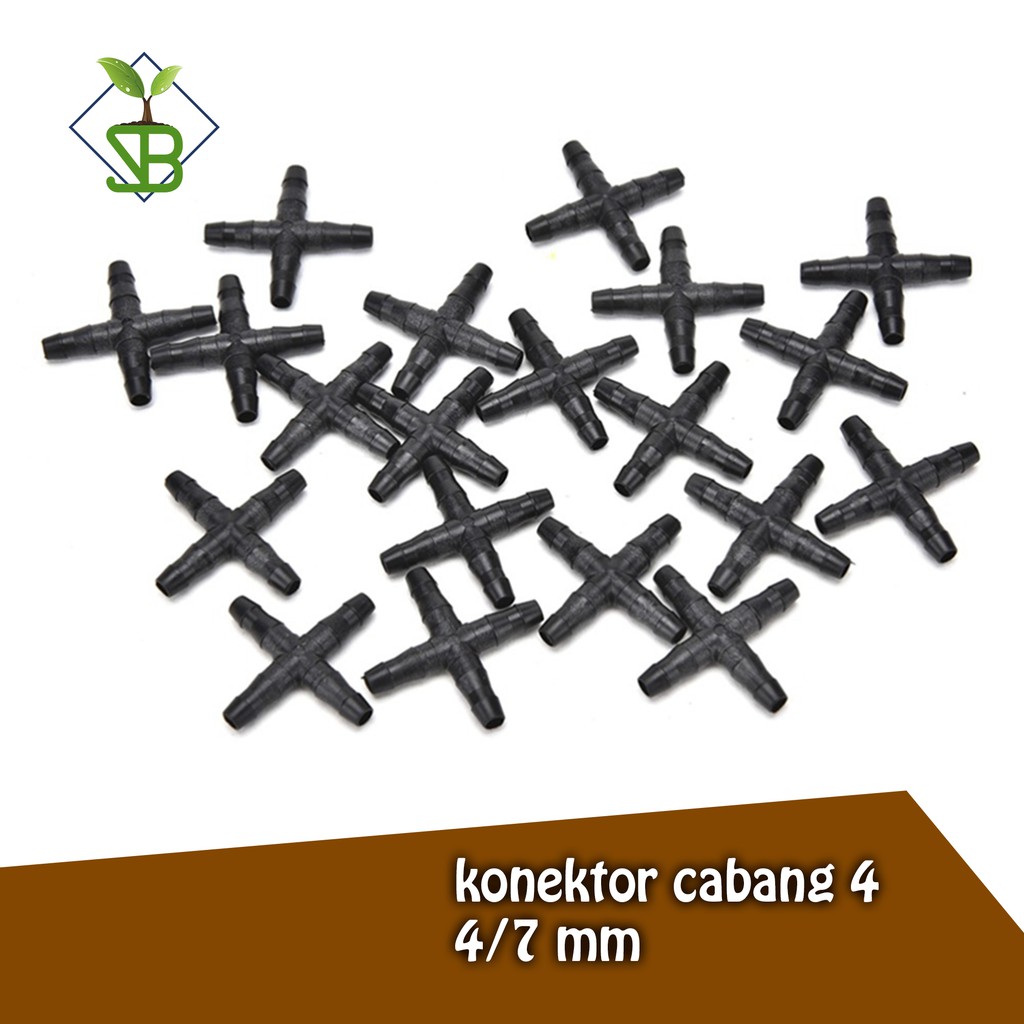 Konektor cabang 4 untuk selang 7 mm / Connector Cross / Connector 4-way 4/7 mm