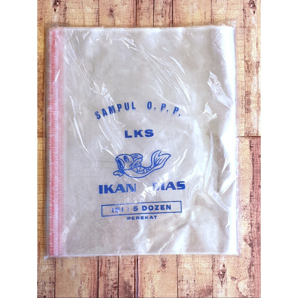 

60Lembar Sampul Buku OPP Merk Ikan Mas Ukuran LKS + Perekat