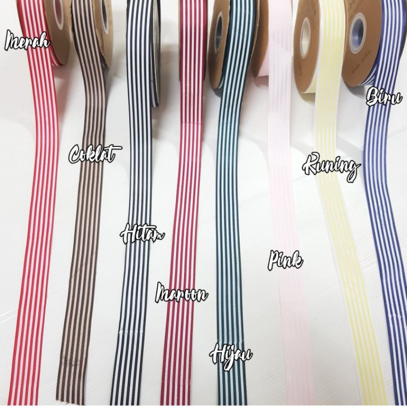 

1 Roll (PT19) Pita Kado Polyester/Pita Bingkisan Garis Lebar 2.5cm