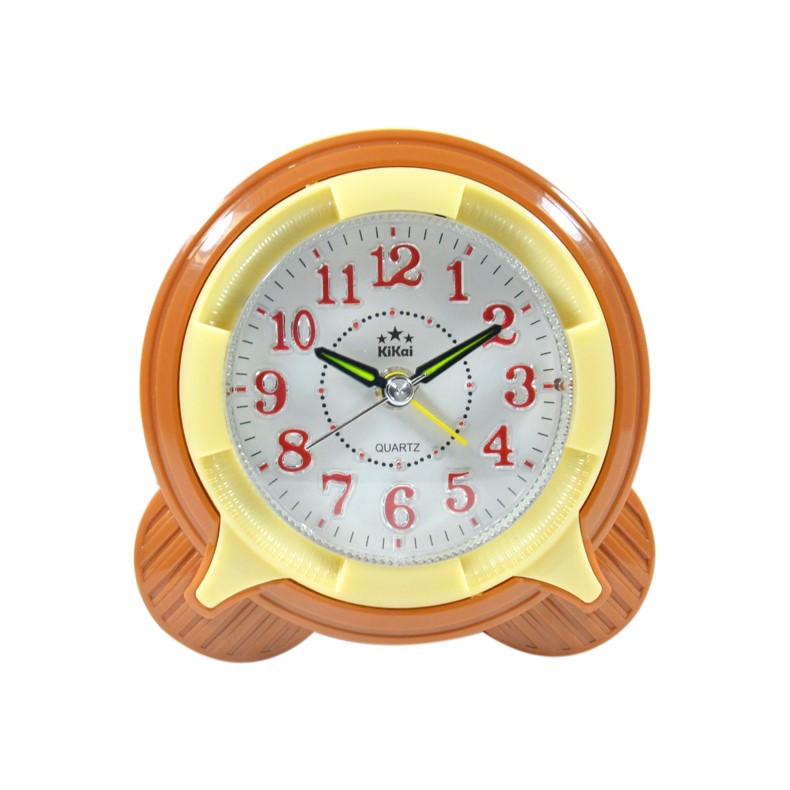 Jam Beker Weker Alarm Clock Dual Mode Melody Bell Minimalis Design Warna Khaki 11cm Free Baterai