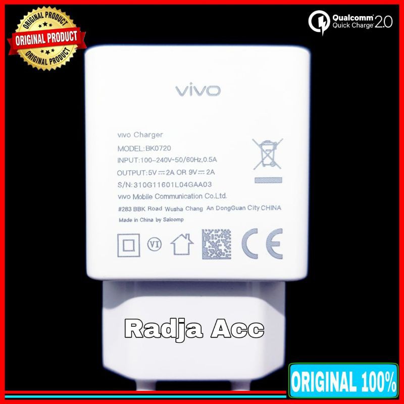 Charger Vivo Y17 Original 100% Fast Charging Micro USB 2A