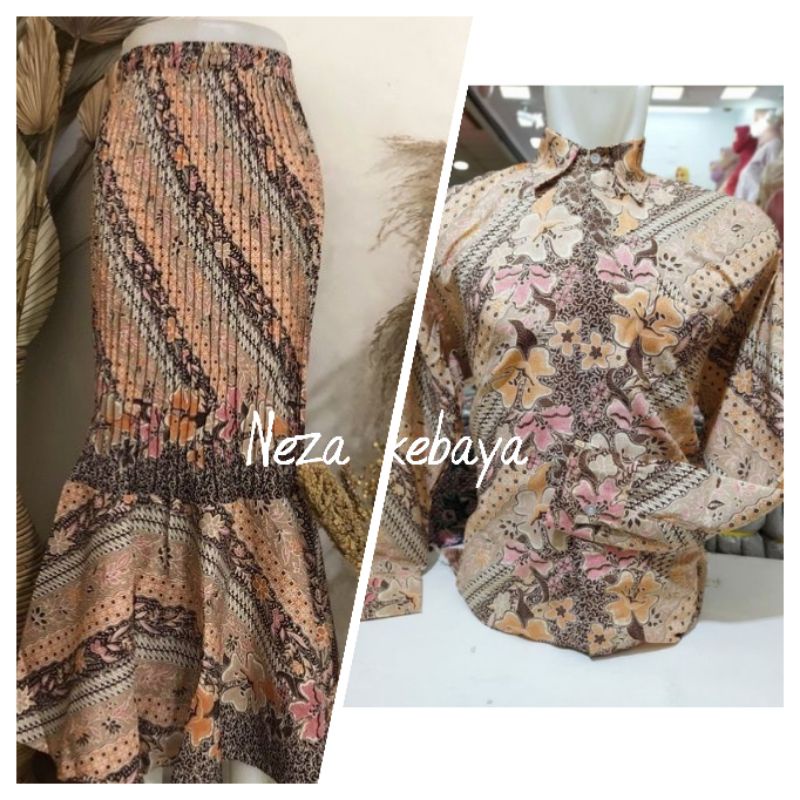 couple rok duyung batik dengan kemeja//rok batik allsize//kemeja batik panjang