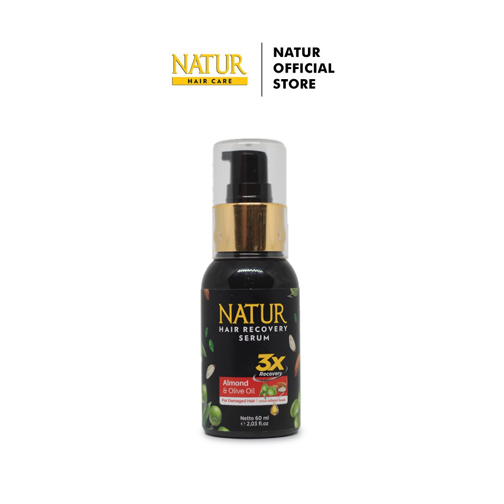 Natur Hair Recovery Serum Almond &amp; Olive Oil Rambut Kering Rusak