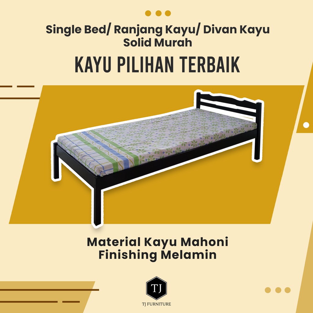 Tempat Tidur / Ranjang kayu / Divan Kayu Uk 100x200cm Berkualitas Premium Termurah - By Tj.furniture