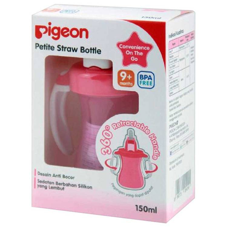 PIGEON Petite Straw Bottle 150ml | Botol Minum Bayi (tersedia Varian Warna)