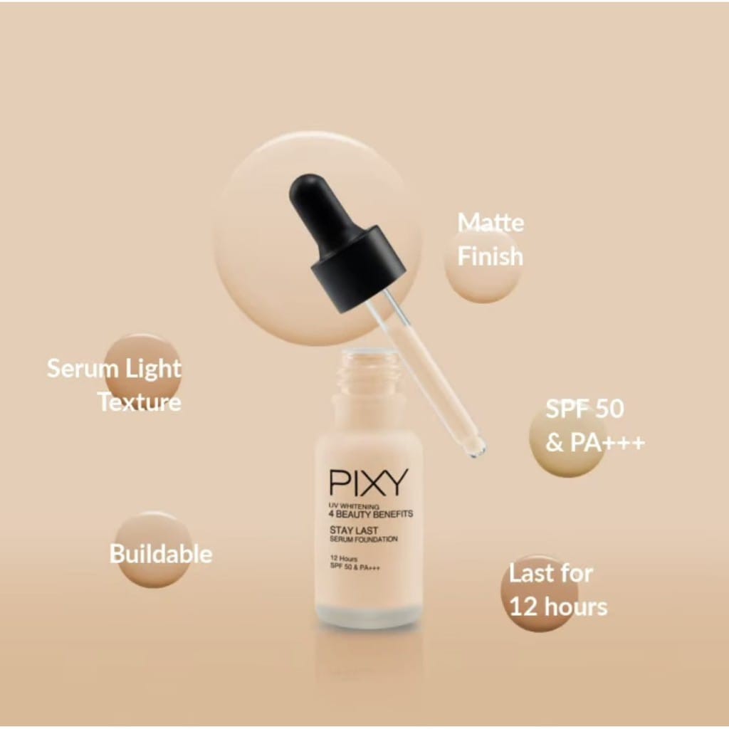 Pixy Uv Whitening Stay Last Serum Foundation 17 ML ~ Original