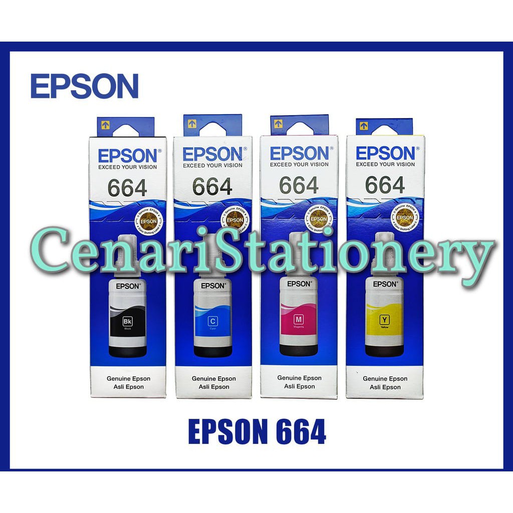 Tinta EPSON 664 T664 Black Cyan Magenta Yellow Original / Tinta T664 EPSON