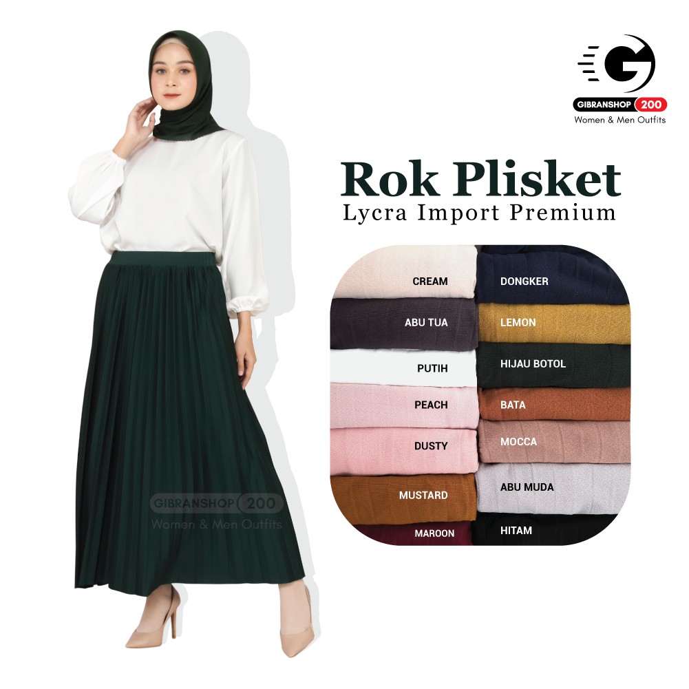 Rok Plisket Payung abg/Rok plisket panjang/Plisket Premium kekinian  Bahan Lycra Import/Maxi skirt P