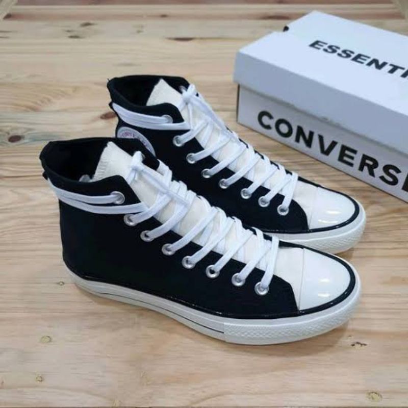 Sepatu Boot/Low Converse Kombinasi Back&amp;White