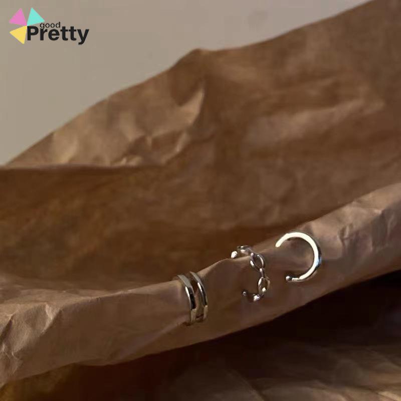 COD ⭐Anting Klip Tanpa Tindik Anting Kombinasi Set Klip Telinga Tanpa Lubang Telinga Wanita Niche High-end Bahasa Perancis Retro Telinga Tulang Klip - PD