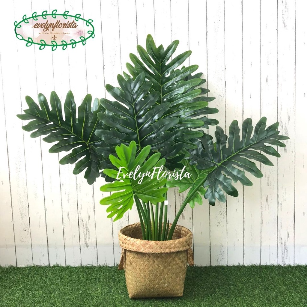 Jual Pohon Daun Monstera Jari T100 Latex Artificial Pot Dasar Cover