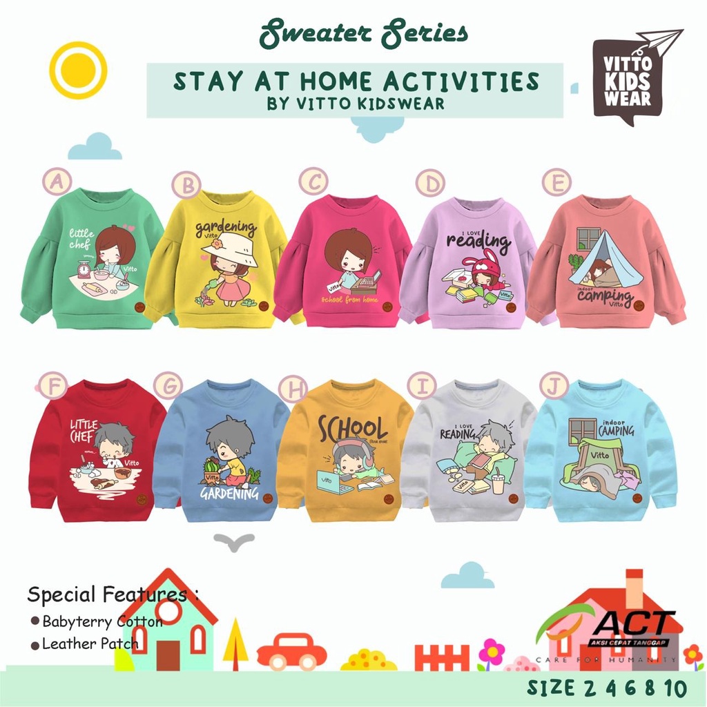 SWEATER ANAK UNISEX STAY AT HOME USIA 2-10 TAHUN